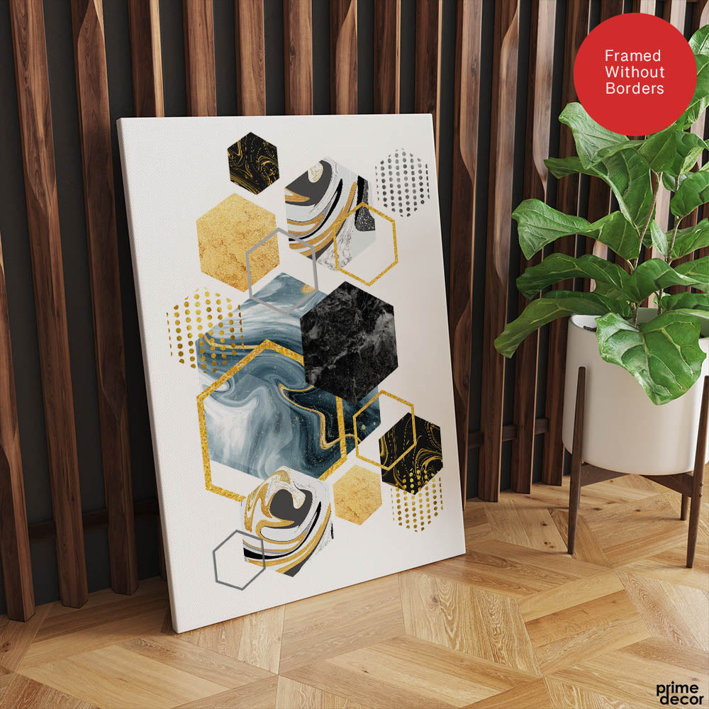 Colorful Abstract Geometric Shapes Over White Background | Abstract Office Artwork #00473 - Prime Décor