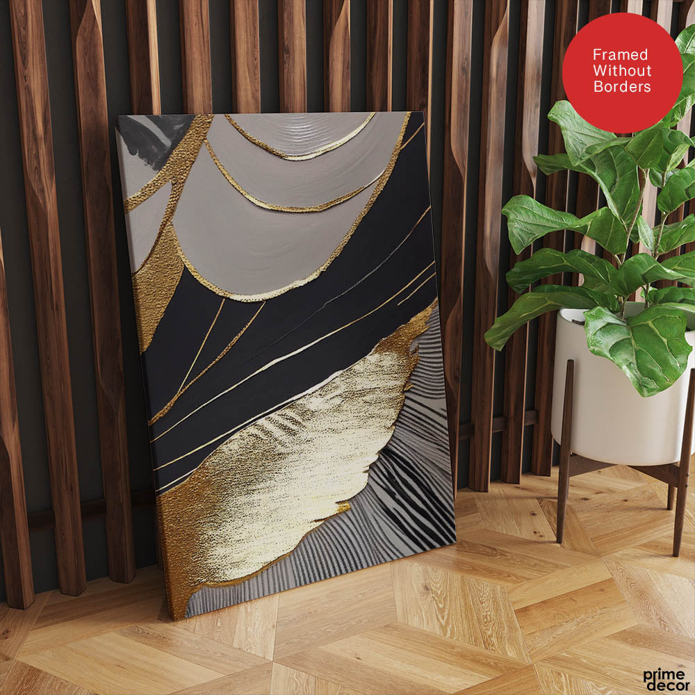 Black & Gold Abstract Design  Over White Background | Abstract Fashion Artwork #00476 - Prime Décor