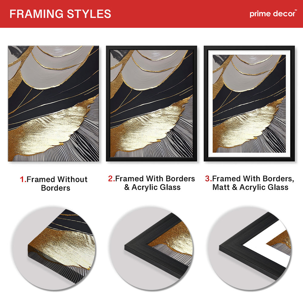 Black & Gold Abstract Design  Over White Background | Abstract Fashion Artwork #00476 - Prime Décor