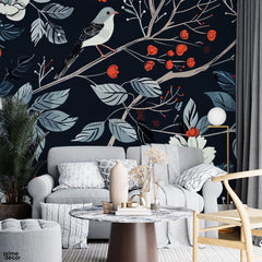 Abstract Colorful Artwork Of A Bird On The Tree | Nature Wallpaper Mural
