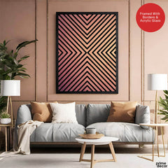 Black Lines Over Pink Tan Background Abstract Design | Abstract Office Artwork #0047 - Prime Décor