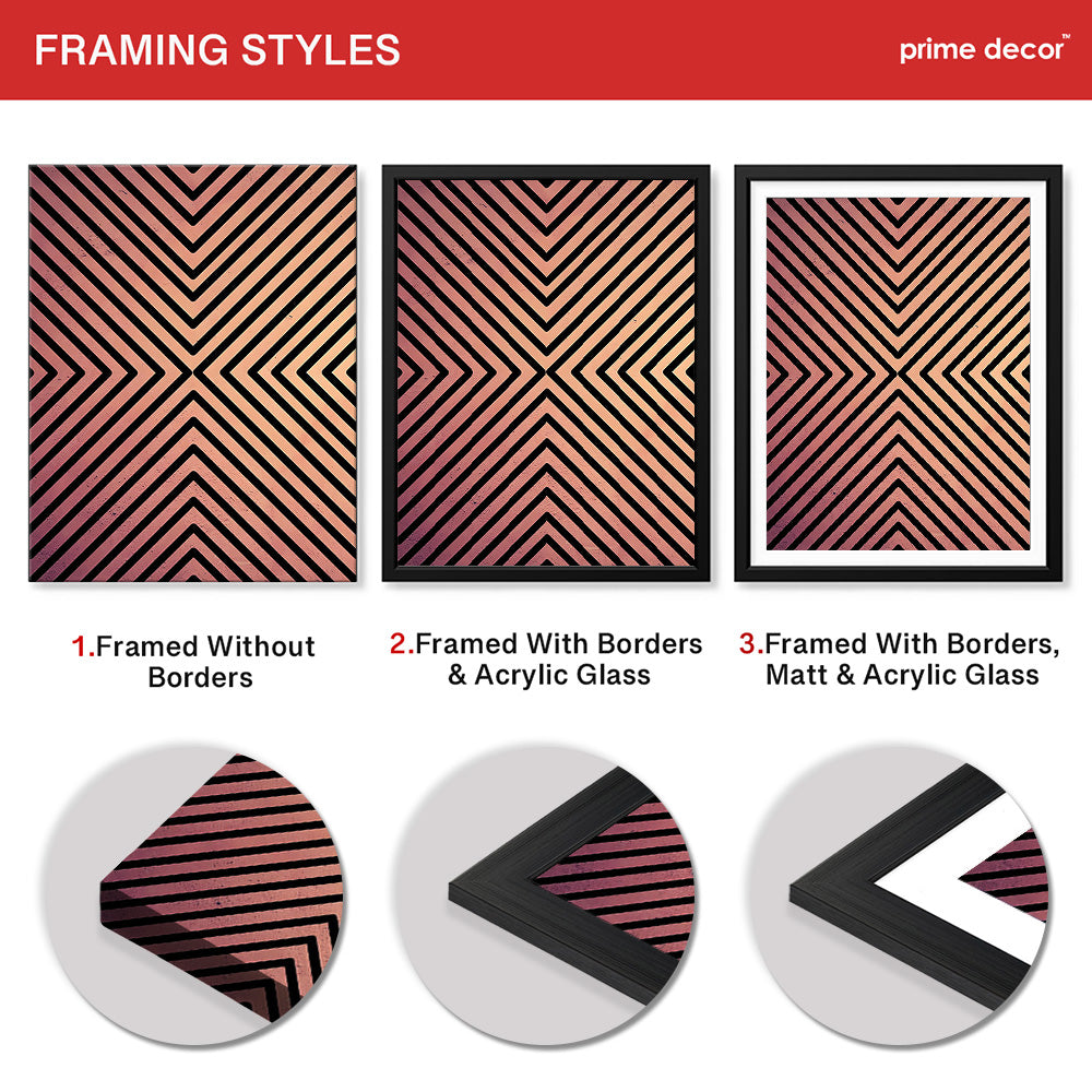 Black Lines Over Pink Tan Background Abstract Design | Abstract Office Artwork #0047 - Prime Décor