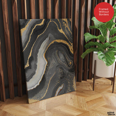 Black Gold & Grey Abstract Art Design Over White Background | Abstract Office Artwork #00486