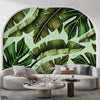 Abstract Exotic Leaves Over Light Green Background | Floral Wallpaper Mural