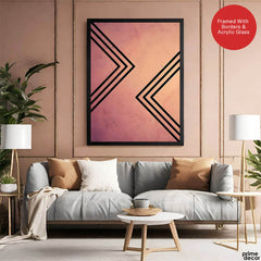 Black Lines Over Pink Tan Background Abstract Design | Abstract Office Artwork #0048 - Prime Décor