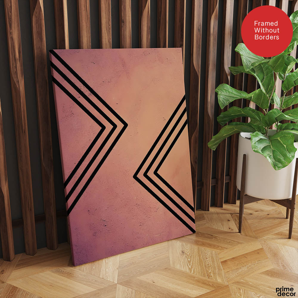 Black Lines Over Pink Tan Background Abstract Design | Abstract Office Artwork #0048 - Prime Décor