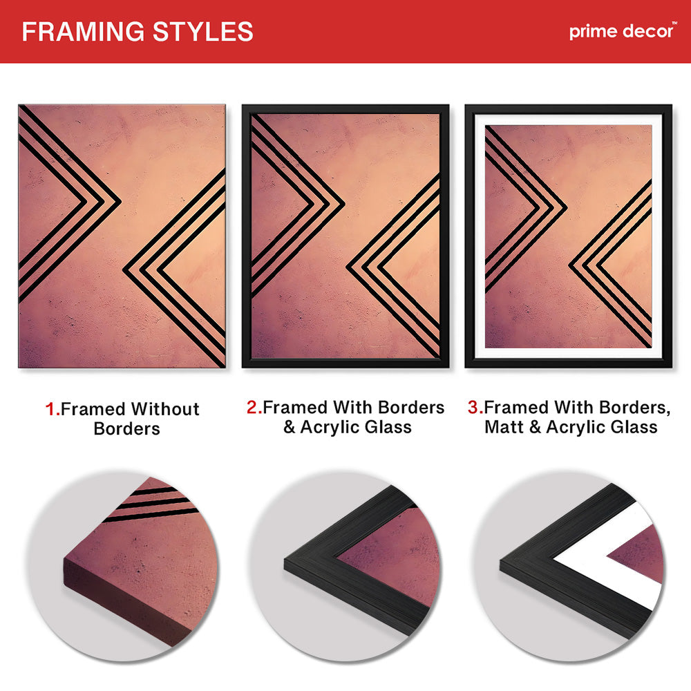 Black Lines Over Pink Tan Background Abstract Design | Abstract Office Artwork #0048 - Prime Décor