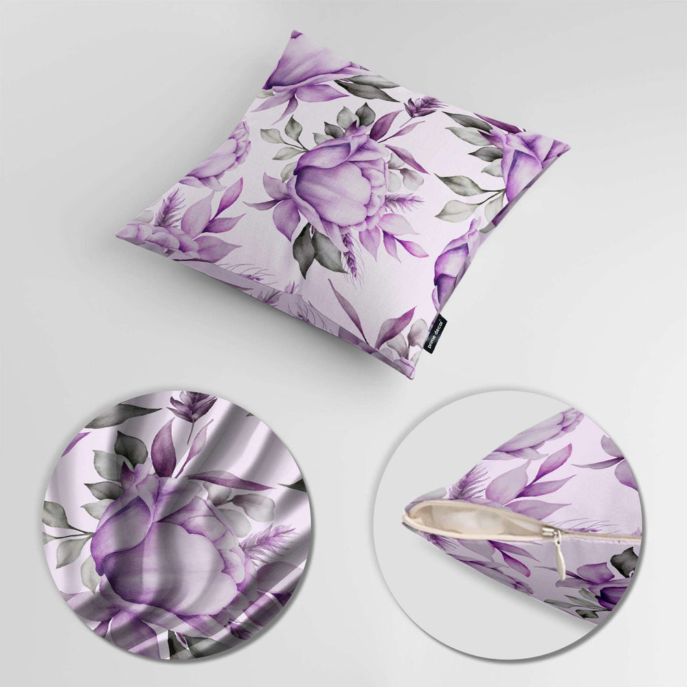 Beautiful Pink Flowers With Green Leaves | Floral Cushion #497