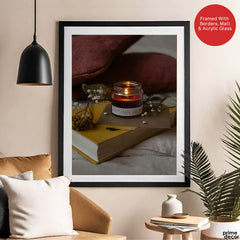 Beautiful Brown Jar With Candle Over The Book | Abstract Fashion Artwork #00497