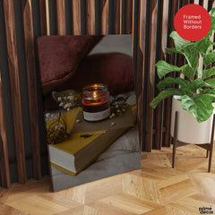 Beautiful Brown Jar With Candle Over The Book | Abstract Fashion Artwork #00497