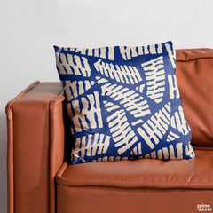 Abstract White Leaves Over Blue Background | Floral Cushion #498