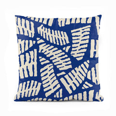 Abstract White Leaves Over Blue Background | Floral Cushion #498