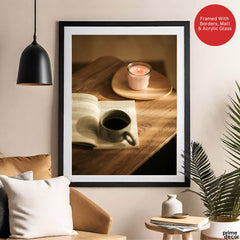 Beautiful Coffee Cup On The Table With Candle | Abstract Fashion Artwork #00499