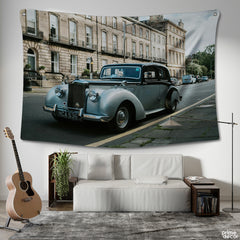 A Vintage Rolls Royce On The Road  | Cars Tapestry