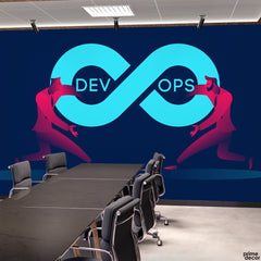 Development & Operations Illustration Over Blue Background | Office Wallpaper Mural