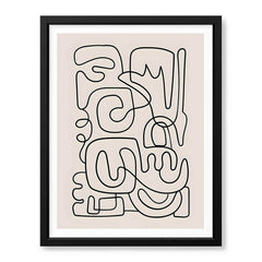 Black Line Art On Grey Background Abstract Design | Abstract Office Artwork #0049 - Prime Décor