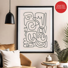 Black Line Art On Grey Background Abstract Design | Abstract Office Artwork #0049 - Prime Décor