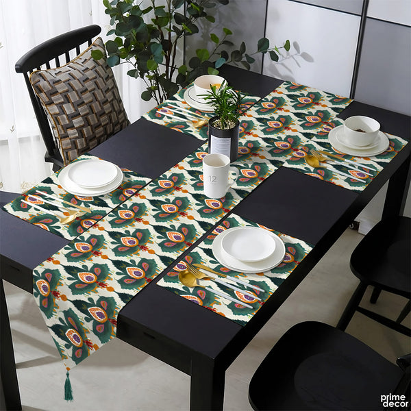 Greenish Anthemion Floral Pattern | Table Runner and Placemat Set