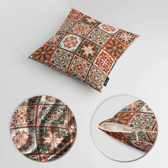 Abstract Cultural Dark Floral Artwork Over White Background | Floral Cushion #500