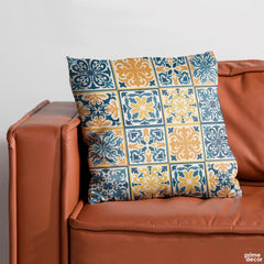 Abstract Cultural Floral Artwork Over White Background | Floral Cushion #501