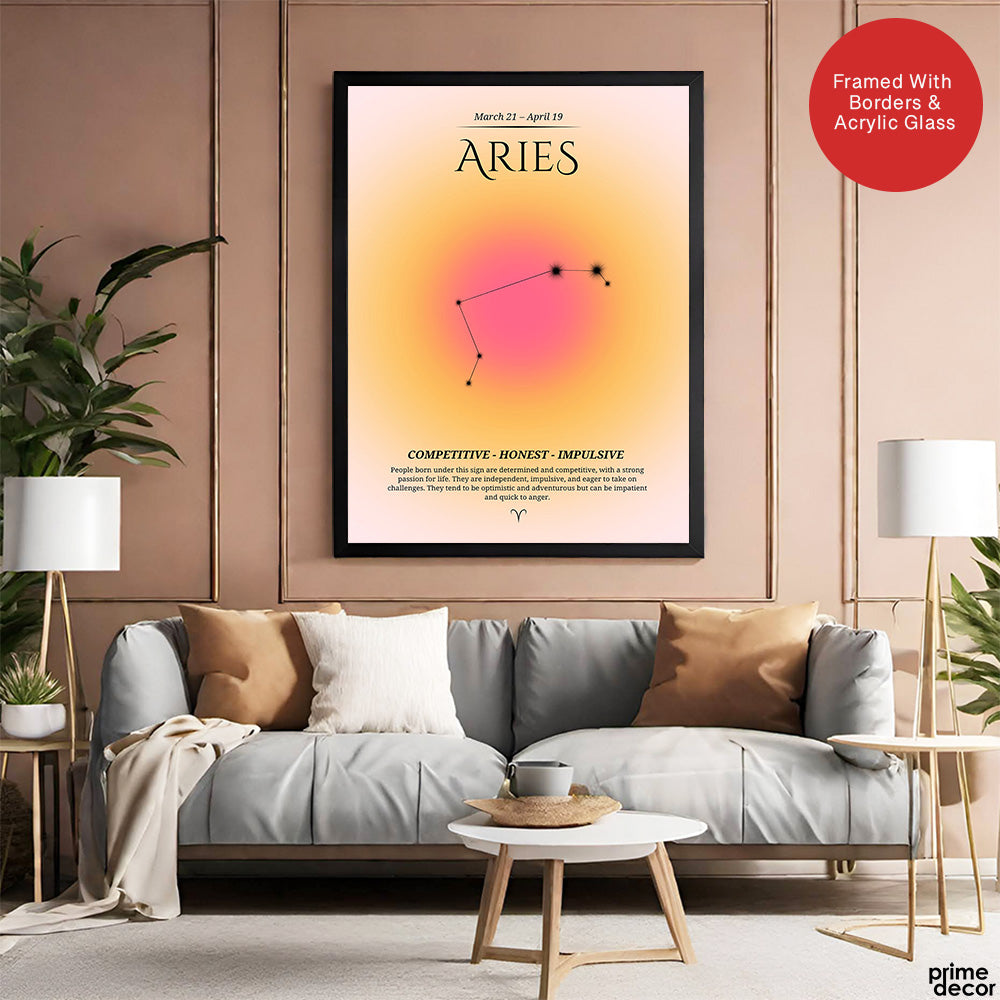 Aries Abstract Stars Sign Art | Abstract Nature Artwork #00503 - Prime Décor