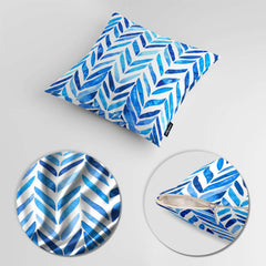 Abstract Blue Leaves Over White Background | Floral Cushion #506