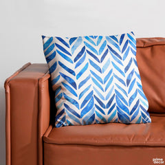 Abstract Blue Leaves Over White Background | Floral Cushion #506
