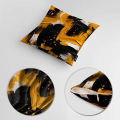 Abstract Black & Gold Color Splash Artwork | Abstract Cushion #507