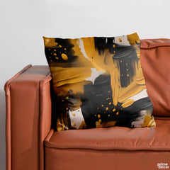 Abstract Black & Gold Color Splash Artwork | Abstract Cushion #507