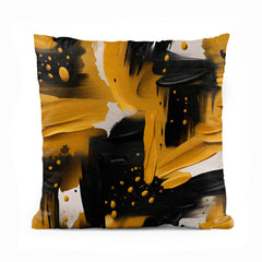 Abstract Black & Gold Color Splash Artwork | Abstract Cushion #507