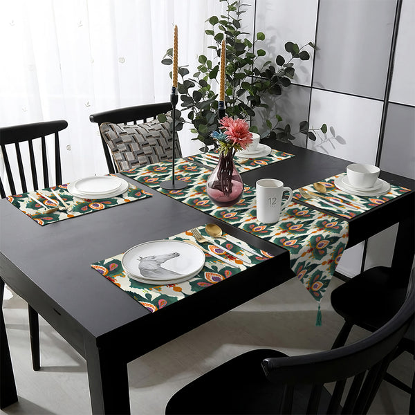 Greenish Anthemion Floral Pattern | Table Runner and Placemat Set