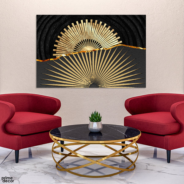 Black & Gold Abstract Linear Artwork (Single Panel) Abstract Wall Art