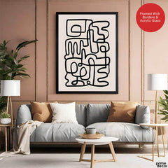 Black Line Art On Grey Background Abstract Design | Abstract Office Artwork #0050 - Prime Décor