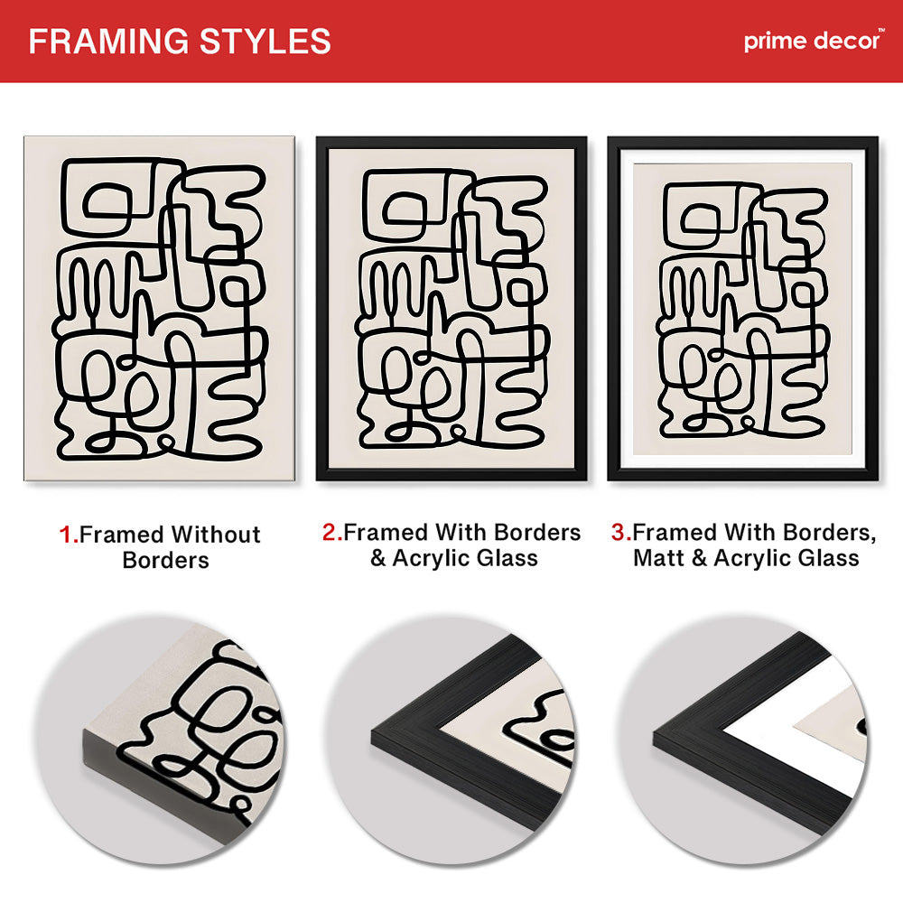 Black Line Art On Grey Background Abstract Design | Abstract Office Artwork #0050 - Prime Décor