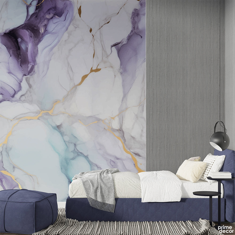 Violet Acrylic Fluid Painting Style Design | Abstract Wallpaper Mural - Prime Décor