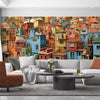 Abstract Beautiful Multicolor Houses Aesthetic Artwork | Abstract Wallpaper Mural