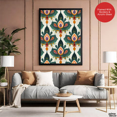 Orange & Green Beautiful Floral Artwork | Abstract Floral Artwork #00512