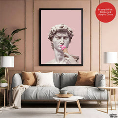 David Statue Eats Pink Ice Cream | Abstract Fashion Artwork #00513