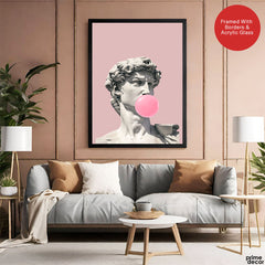 David Statue With Pink Bubble Gum | Abstract Fashion Artwork #00514