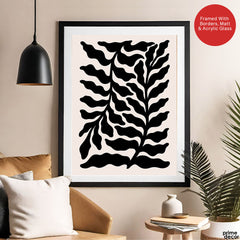Beautiful Black Floral Artwork Over Beige Background | Abstract Floral Artwork #00515
