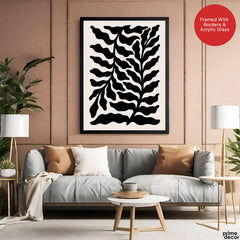 Beautiful Black Floral Artwork Over Beige Background | Abstract Floral Artwork #00515