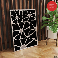 Beautiful Black Flowers Over Beige Background | Abstract Floral Artwork #00516