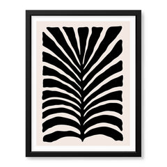 Beautiful Black Leaves Artwork Over Beige Background | Abstract Floral Artwork #00517