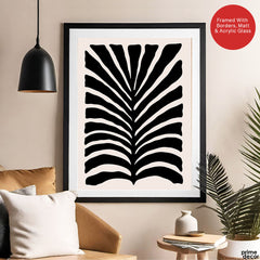 Beautiful Black Leaves Artwork Over Beige Background | Abstract Floral Artwork #00517