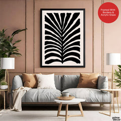 Beautiful Black Leaves Artwork Over Beige Background | Abstract Floral Artwork #00517