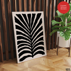 Beautiful Black Leaves Artwork Over Beige Background | Abstract Floral Artwork #00517