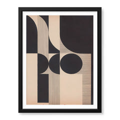 Black & Beige Geometric Shape Artwork | Abstract Office Artwork #00519