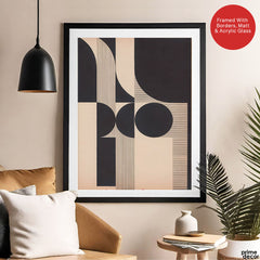 Black & Beige Geometric Shape Artwork | Abstract Office Artwork #00519