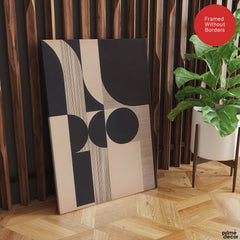 Black & Beige Geometric Shape Artwork | Abstract Office Artwork #00519