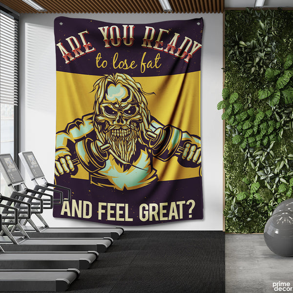 Are You Ready To Lose Fat Typography | Gym Tapestry
